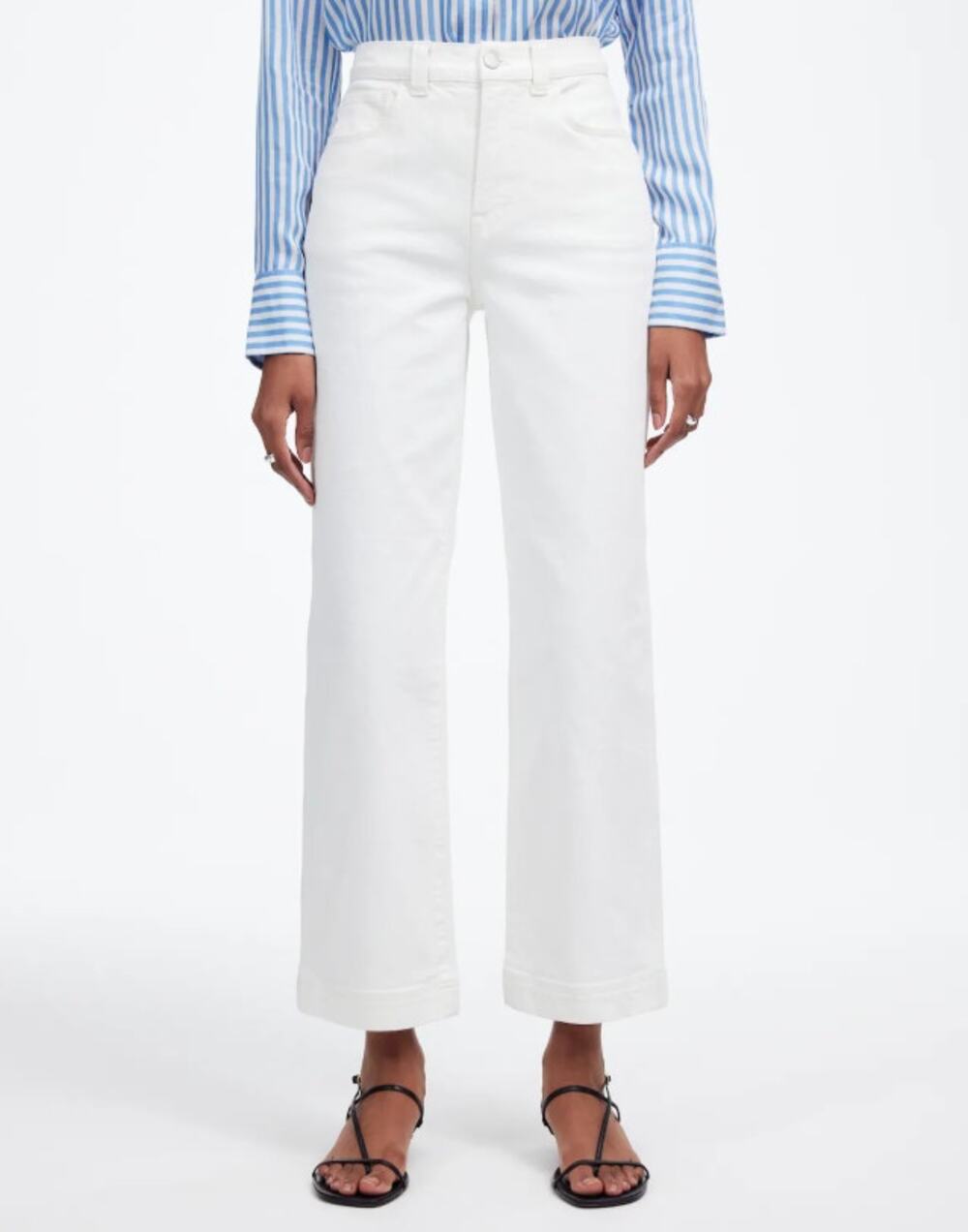 Madewell The Petite Perfect Vintage Wide-Leg Crop Jeans WMNS 31P White High-Rise